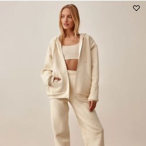 Reformation Paige Zip Hoodie - Almond